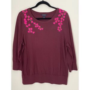 Lands'End Floral Embroidered Crewneck Sweater Size Large g28